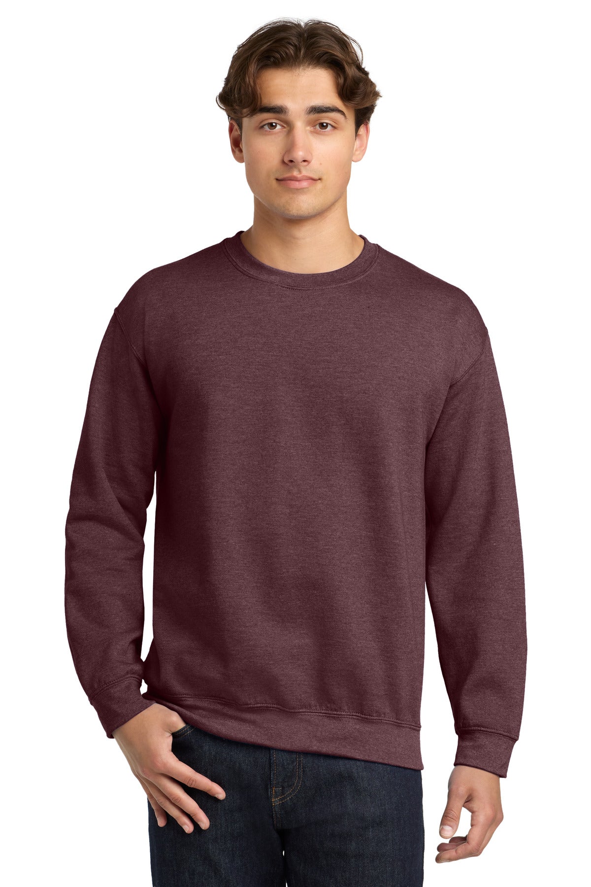 Gildan Heavy Blend Crewneck Sweatshirt.  18000 in Heather Dark Maroon