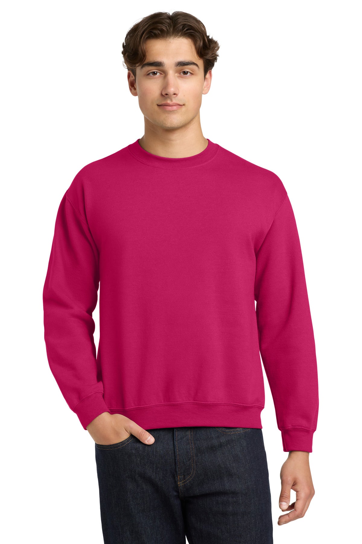 Gildan Heavy Blend Crewneck Sweatshirt.  18000 in Heliconia