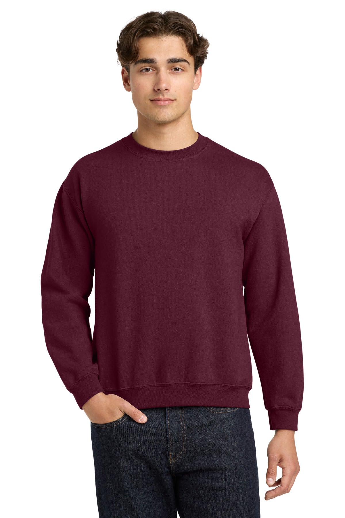 Gildan Heavy Blend Crewneck Sweatshirt.  18000 in Maroon