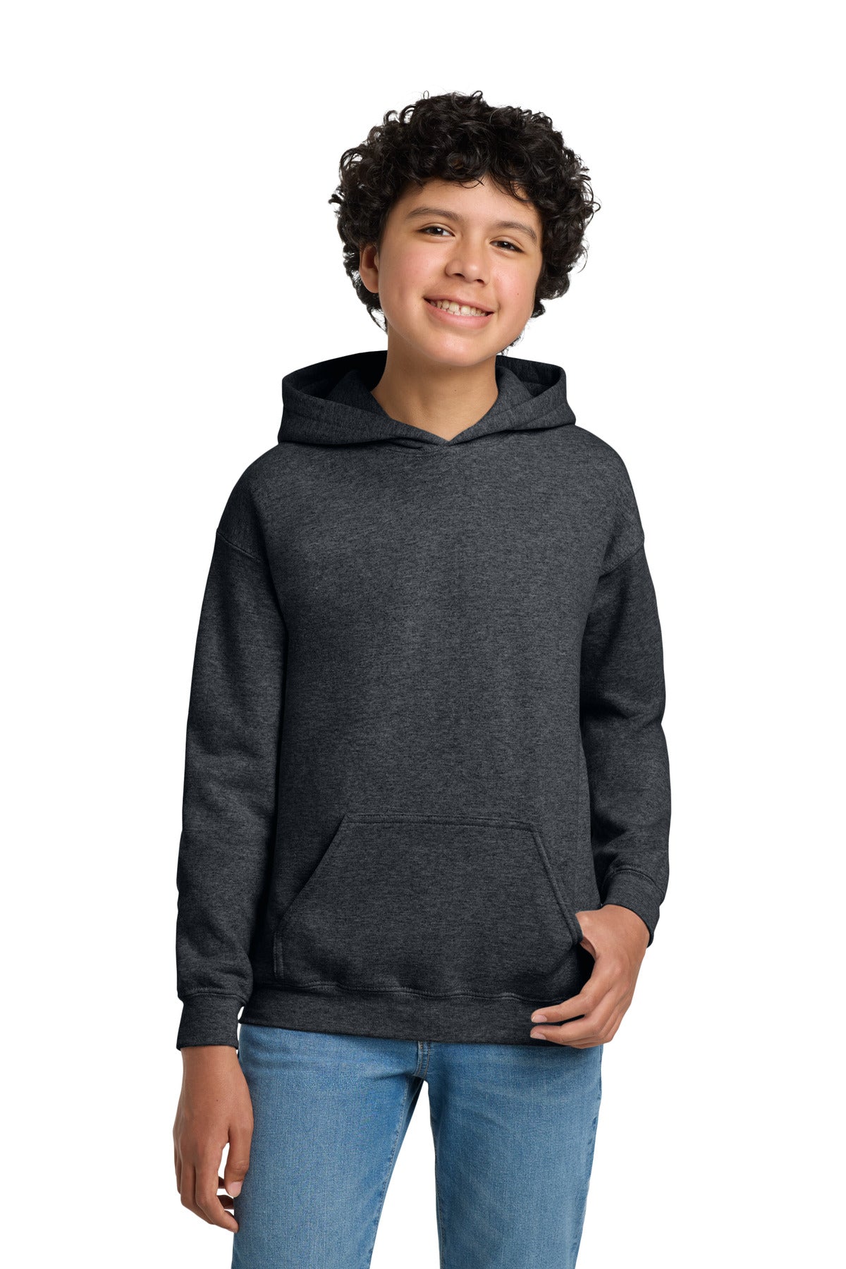 Gildan - Youth Heavy Blend Hooded Sweatshirt. 18500B in Dark Heather