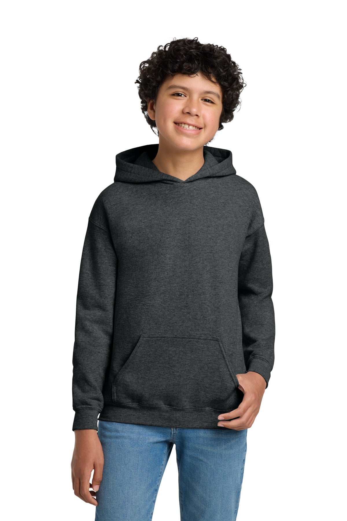 Gildan - Youth Heavy Blend Hooded Sweatshirt. 18500B in Fan Charcoal Heather