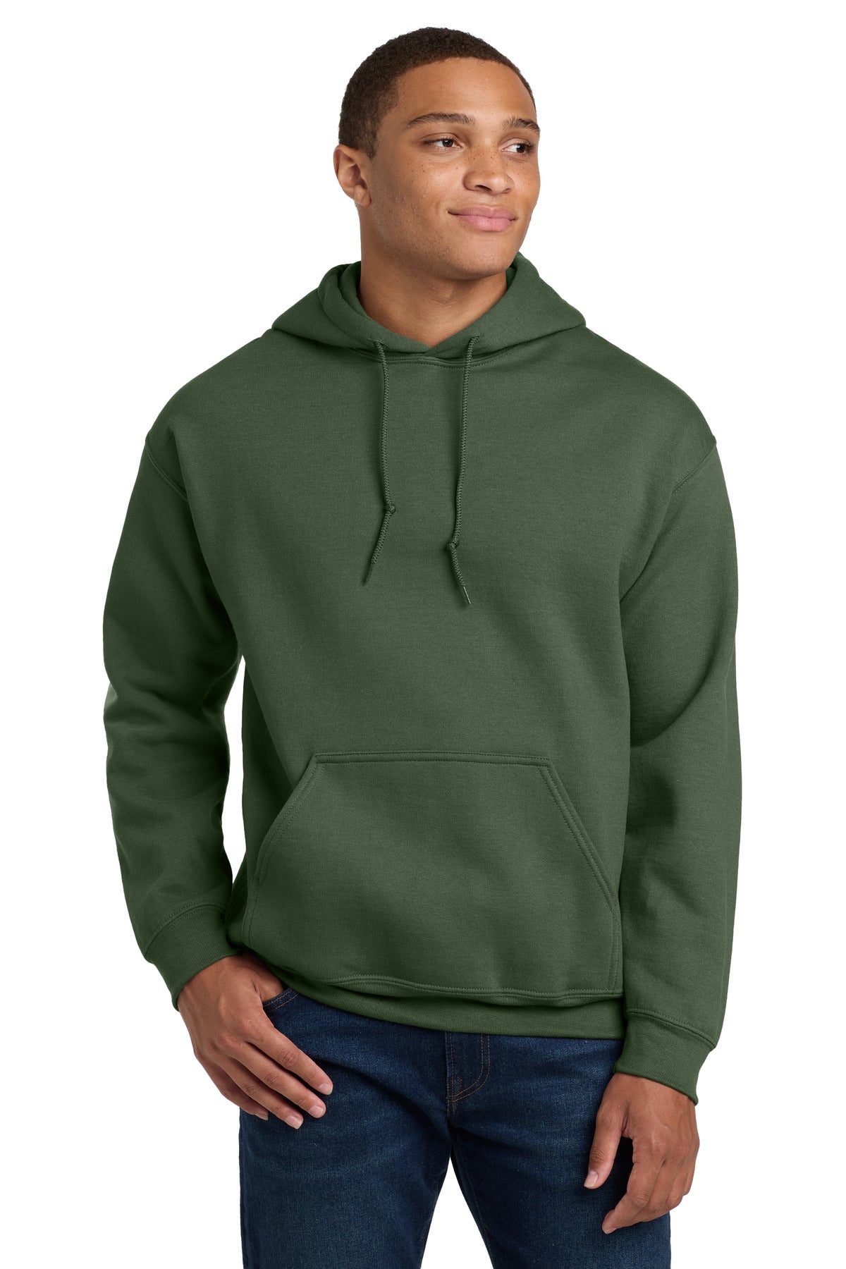 Gildan - Heavy Blend Hooded Sweatshirt.  18500 in Military Green