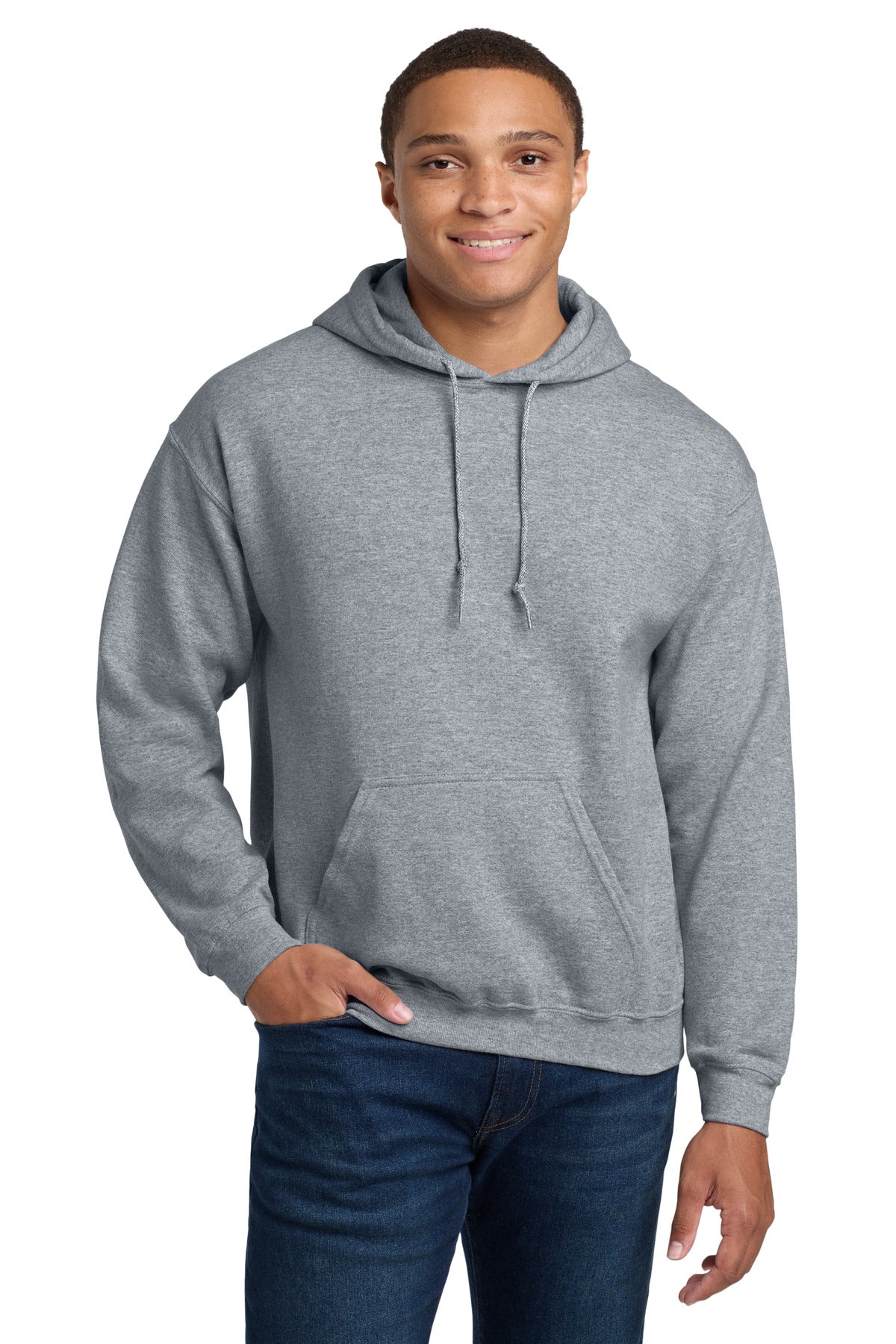 Gildan - Heavy Blend Hooded Sweatshirt.  18500 in Sport Grey
