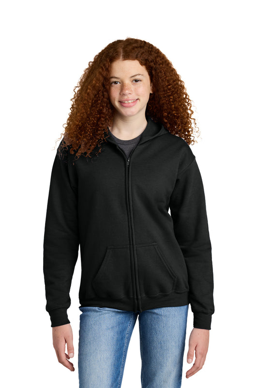 Gildan Youth Heavy Blend Full-Zip Hooded Sweatshirt. 18600B in Black