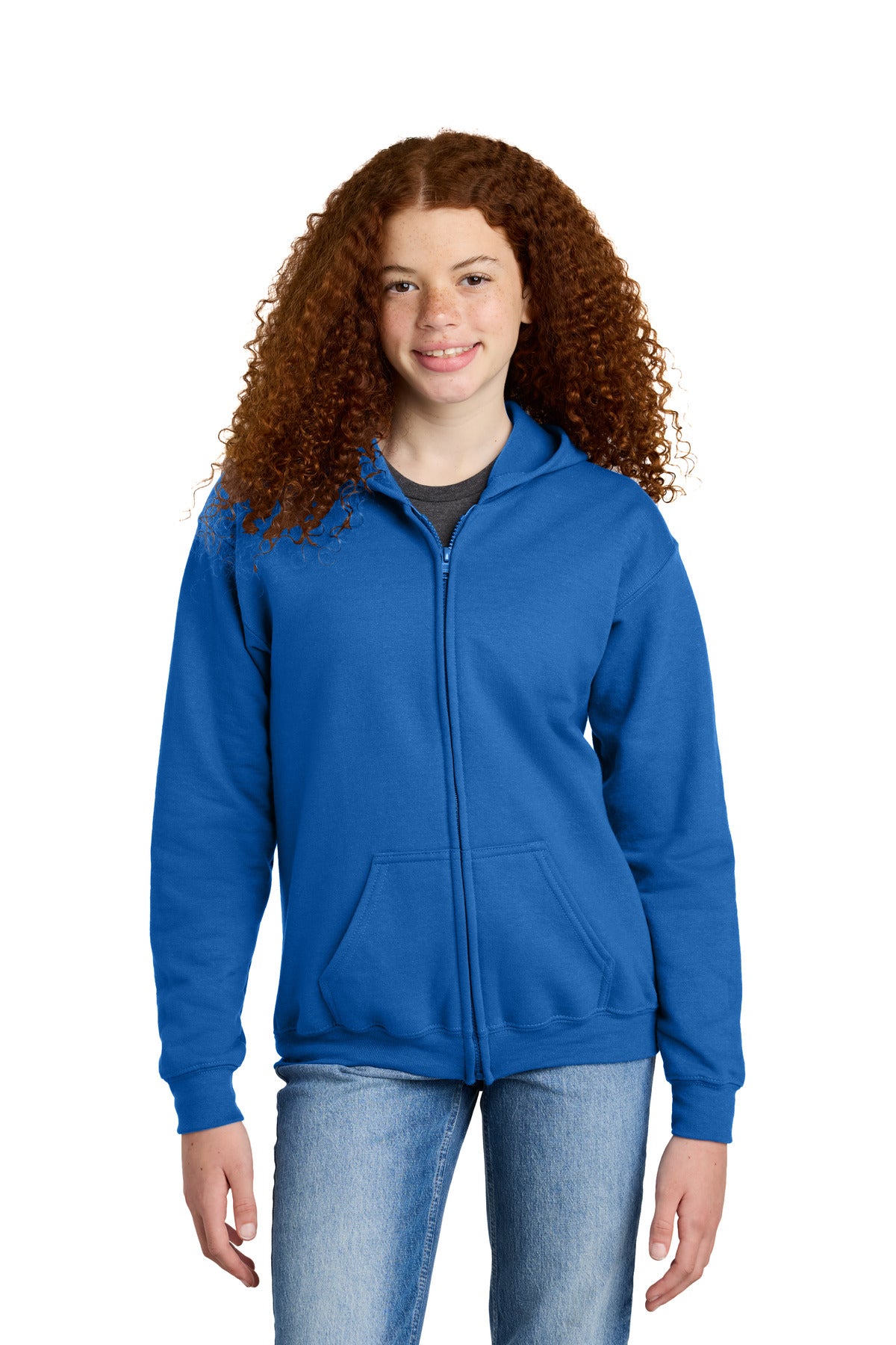 Gildan Youth Heavy Blend Full-Zip Hooded Sweatshirt. 18600B in Royal