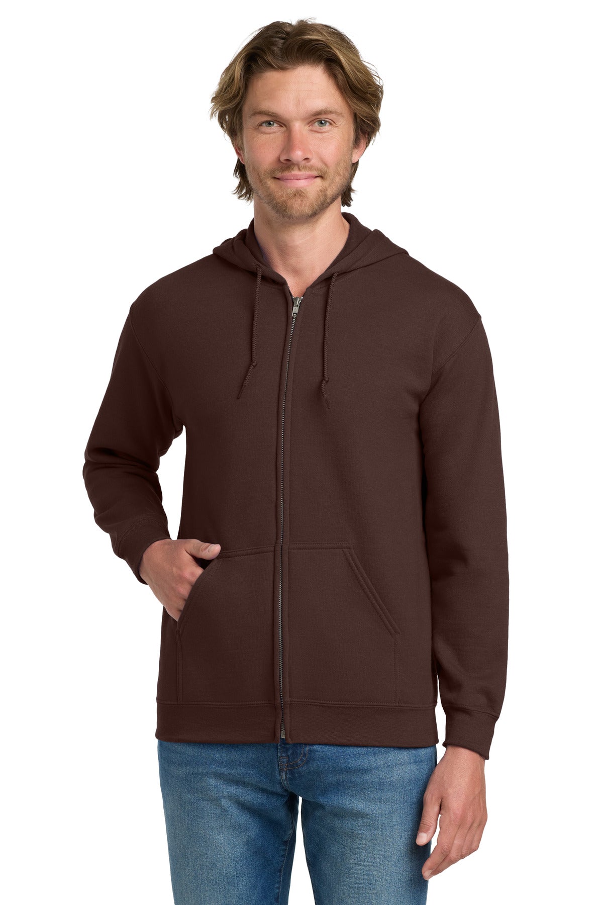 Gildan - Heavy Blend Full-Zip Hooded Sweatshirt. 18600 in Dark Chocolate