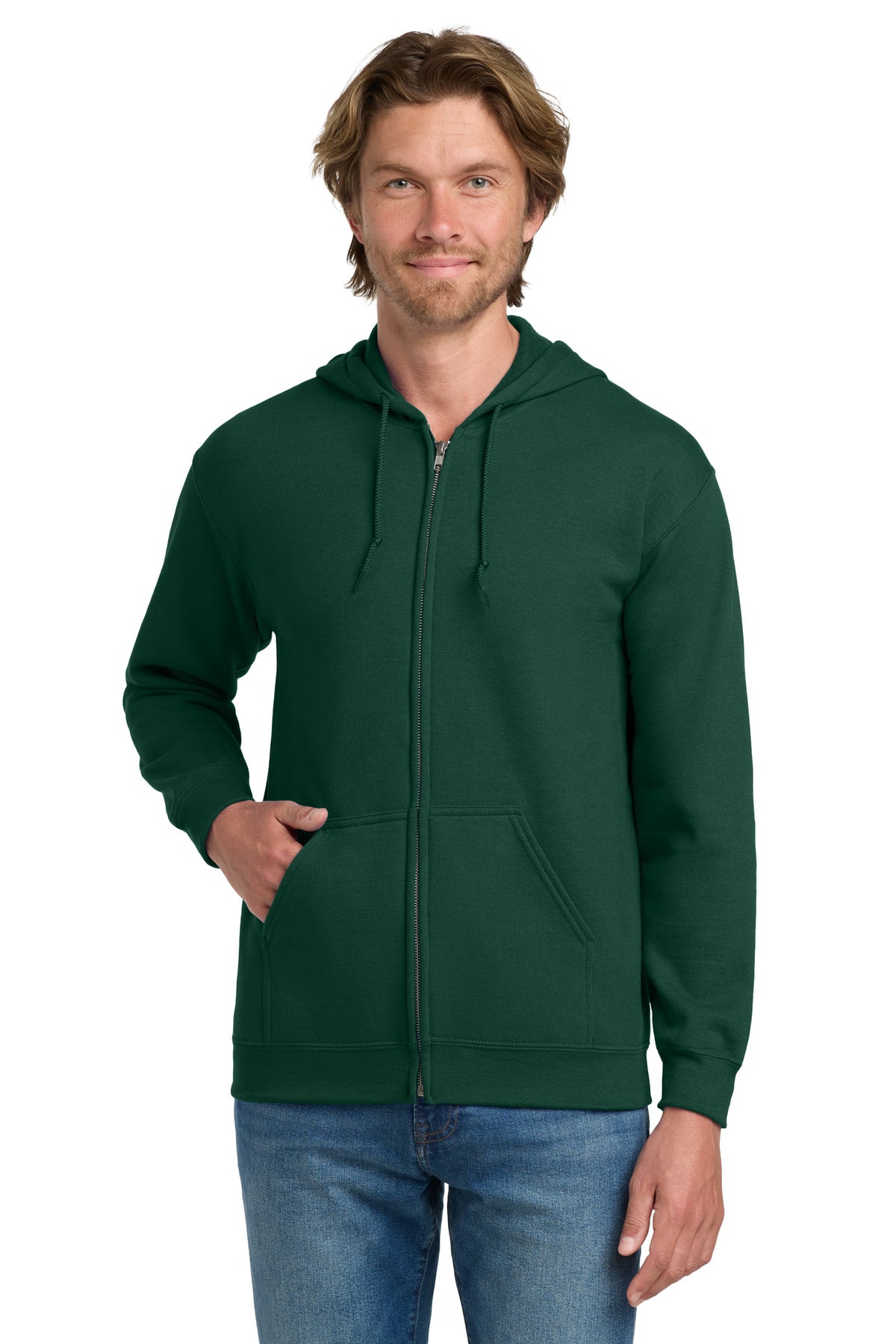 Gildan - Heavy Blend Full-Zip Hooded Sweatshirt. 18600 in Forest Green
