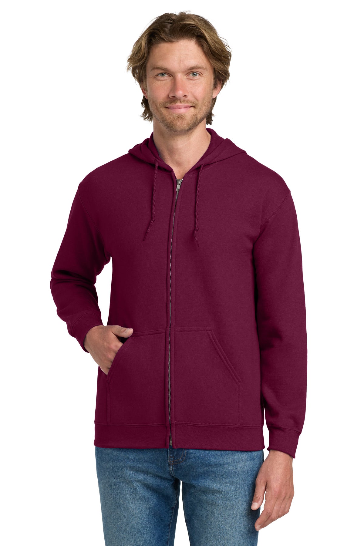 Gildan - Heavy Blend Full-Zip Hooded Sweatshirt. 18600 in Maroon