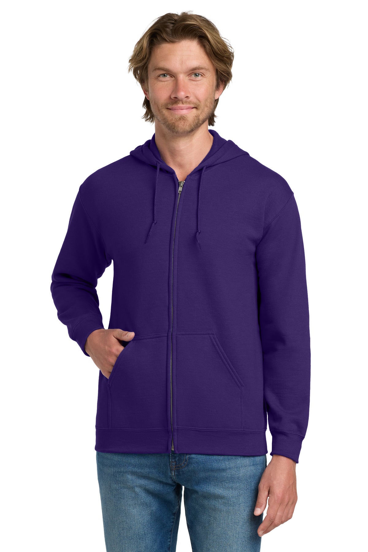 Gildan - Heavy Blend Full-Zip Hooded Sweatshirt. 18600 in Purple