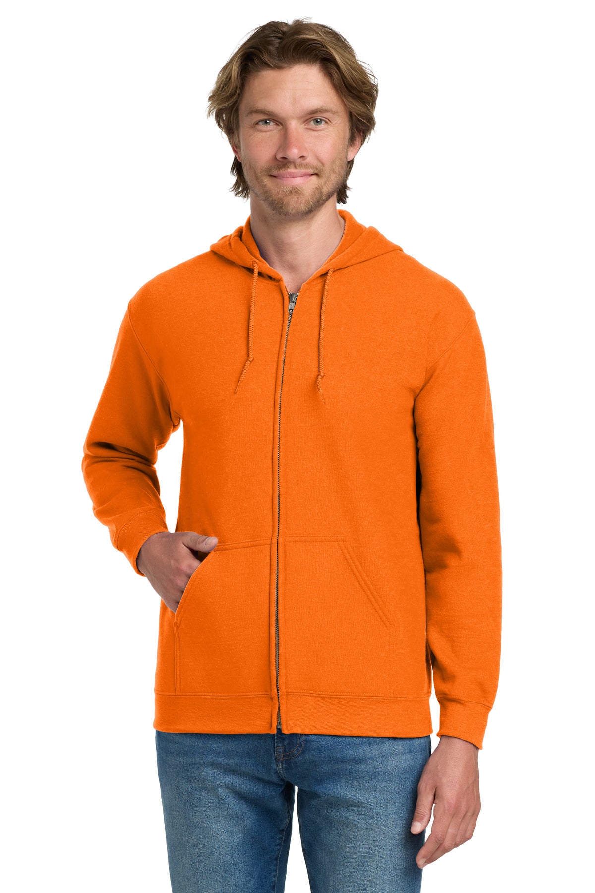 Gildan - Heavy Blend Full-Zip Hooded Sweatshirt. 18600 in S. Orange