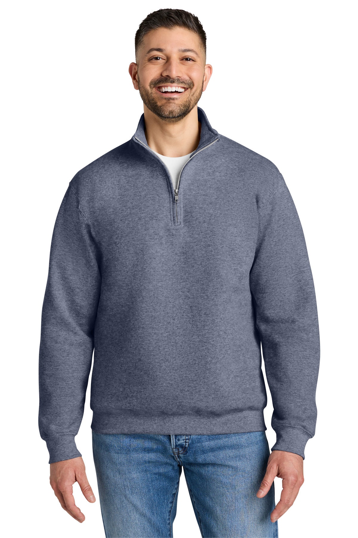 Gildan Heavy Blend 1/4-Zip Sweatshirt 18810 in Heather Dark Navy