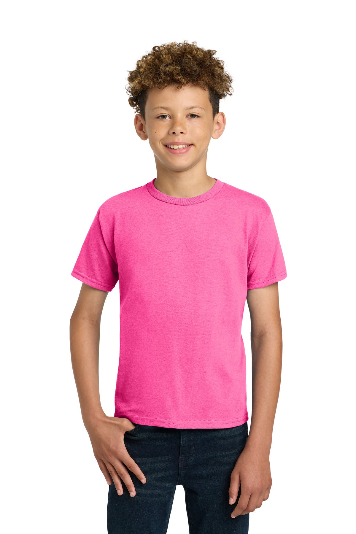 Gildan - Youth Ultra Cotton100% US Cotton T-Shirt. 2000B in Safety Pink
