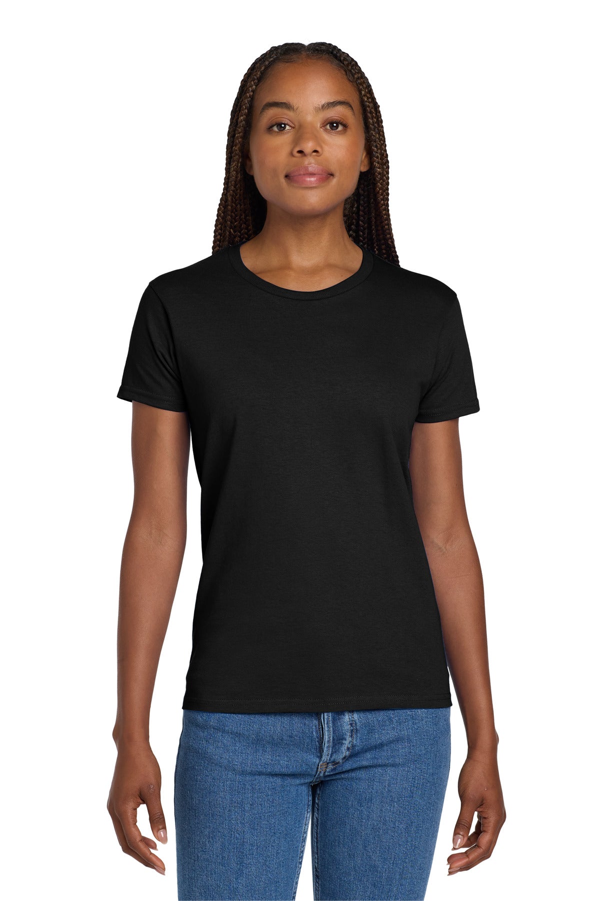 Gildan Women's Ultra Cotton 100% US Cotton T-Shirt. 2000L in Black