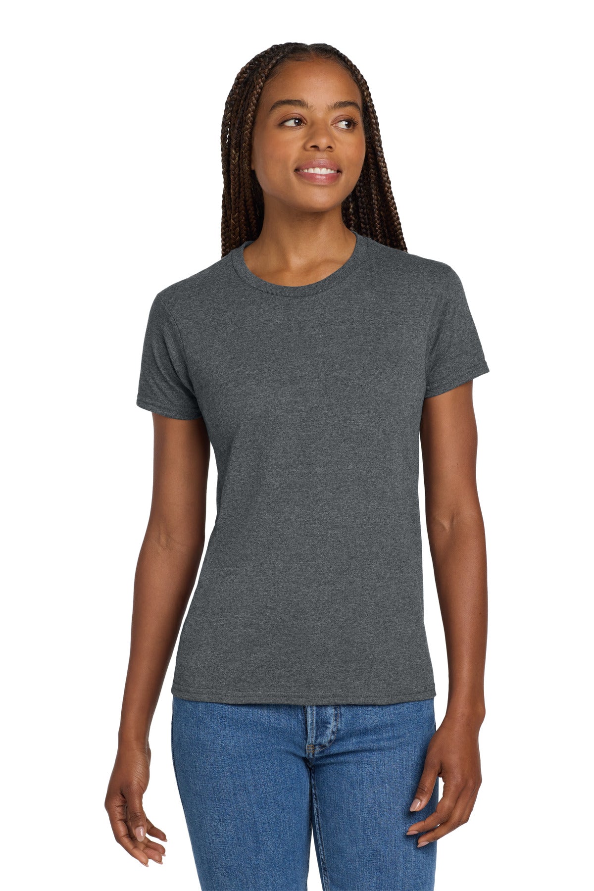 Gildan Women's Ultra Cotton 100% US Cotton T-Shirt. 2000L in Dark Heather