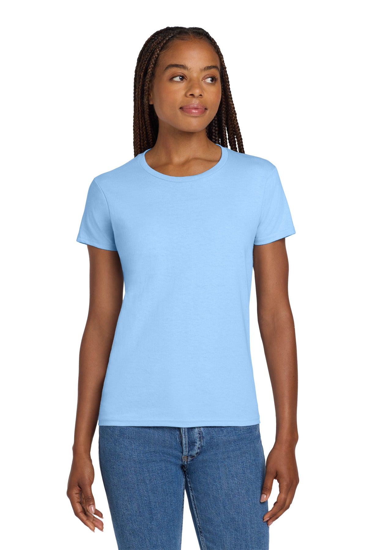 Gildan Women's Ultra Cotton 100% US Cotton T-Shirt. 2000L in Light Blue