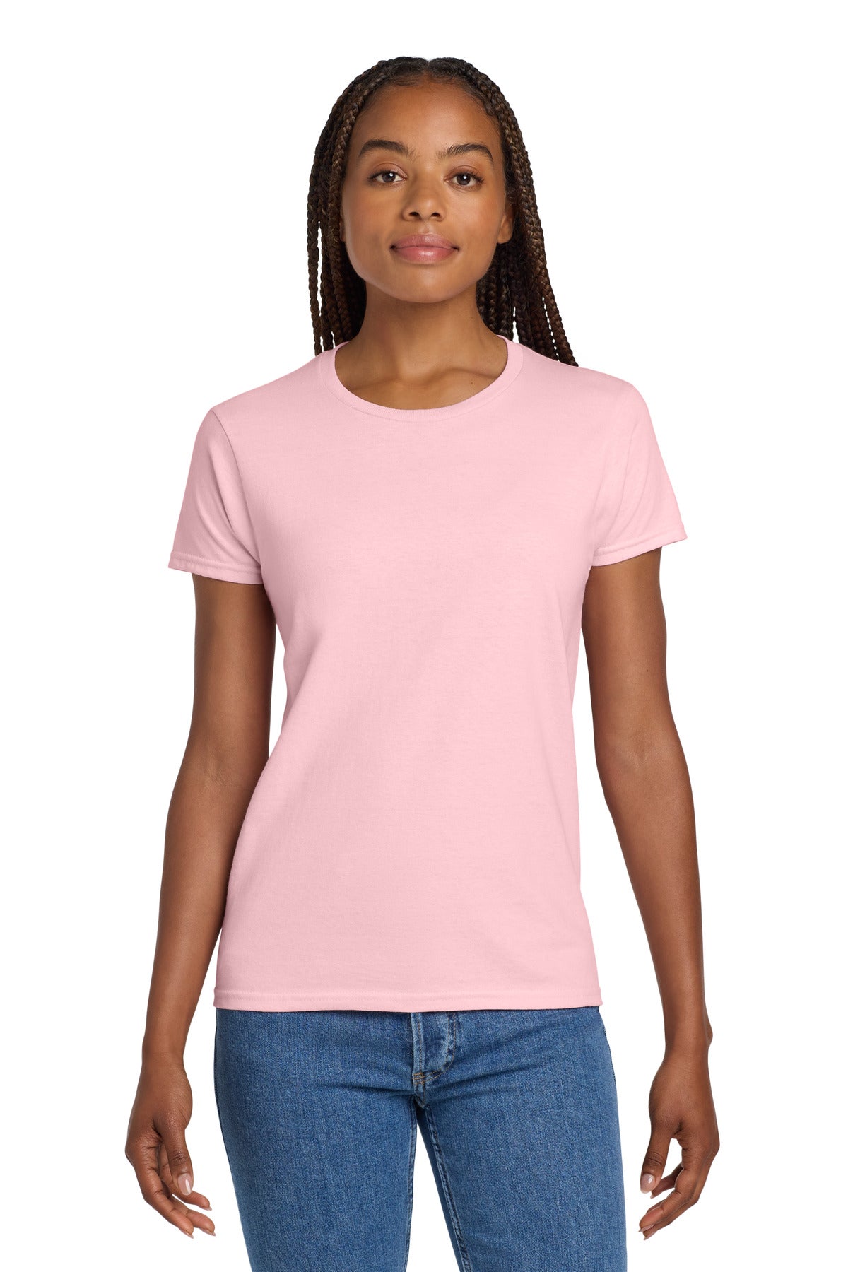 Gildan Women's Ultra Cotton 100% US Cotton T-Shirt. 2000L in Light Pink