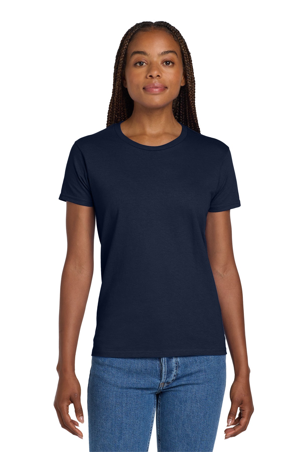Gildan Women's Ultra Cotton 100% US Cotton T-Shirt. 2000L in Navy