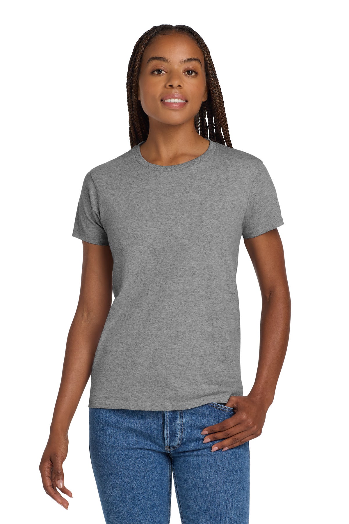 Gildan Women's Ultra Cotton 100% US Cotton T-Shirt. 2000L in Sport Grey