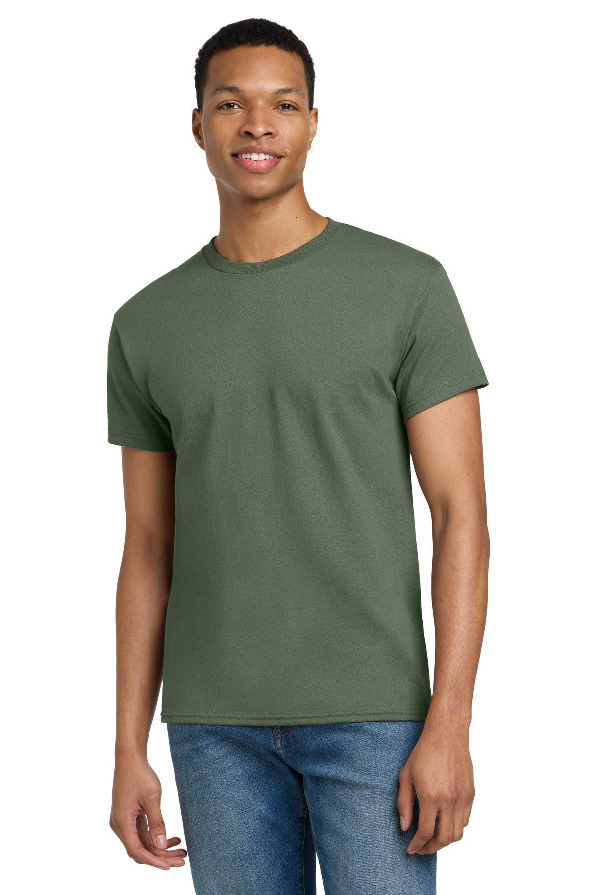 Gildan - Ultra Cotton 100% US Cotton T-Shirt.  2000 in Military Green