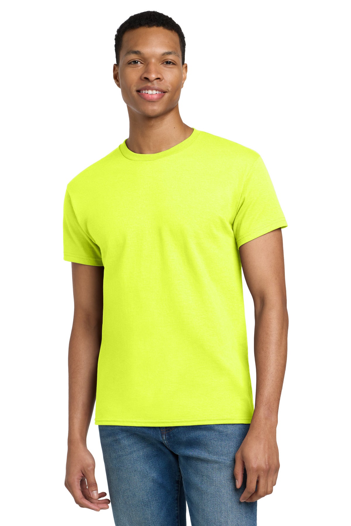 Gildan - Ultra Cotton 100% US Cotton T-Shirt.  2000 in Safety Green