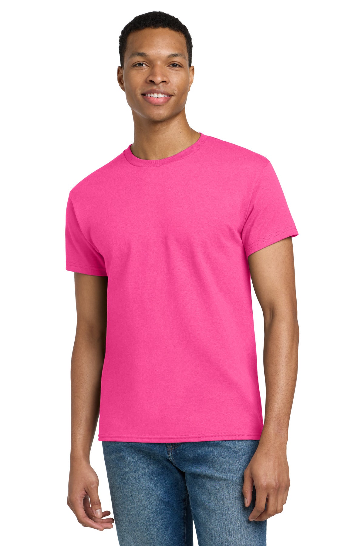 Gildan - Ultra Cotton 100% US Cotton T-Shirt.  2000 in Safety Pink