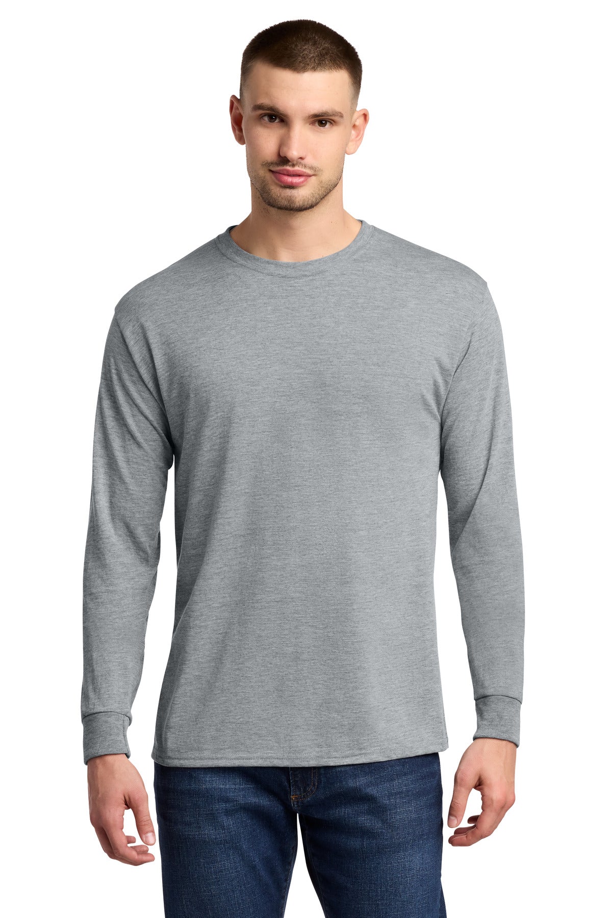 Jerzees Dri-Power 100% Polyester Long Sleeve T-Shirt 21LS in Athletic Heather