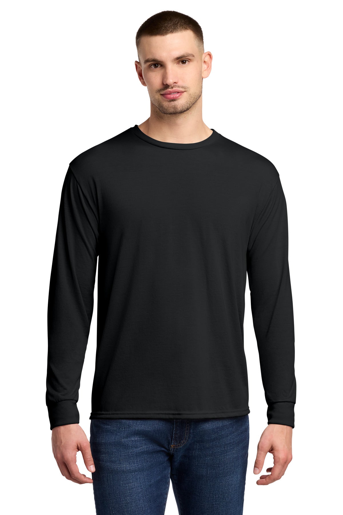 Jerzees Dri-Power 100% Polyester Long Sleeve T-Shirt 21LS in Black
