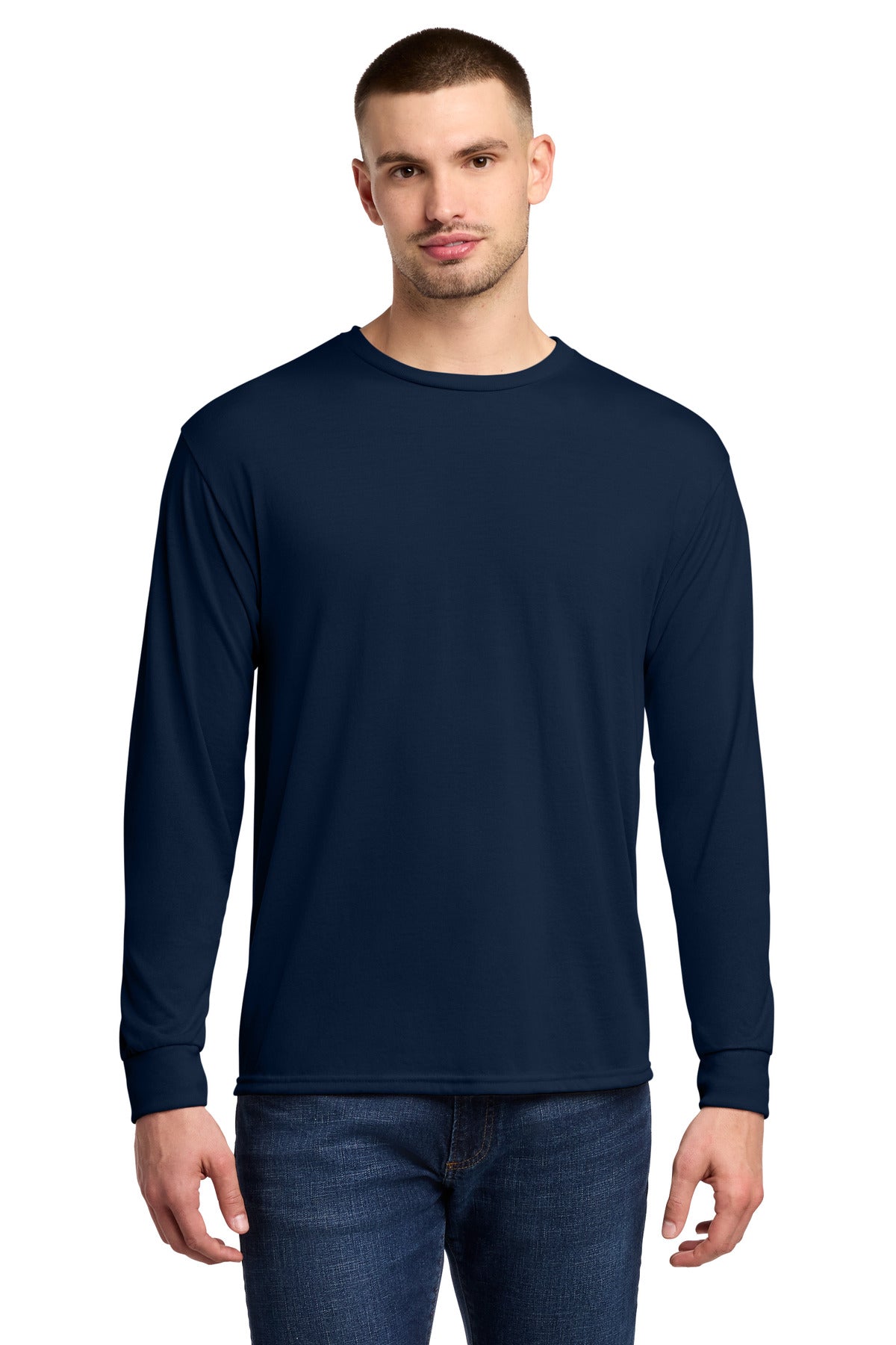 Jerzees Dri-Power 100% Polyester Long Sleeve T-Shirt 21LS in J. Navy