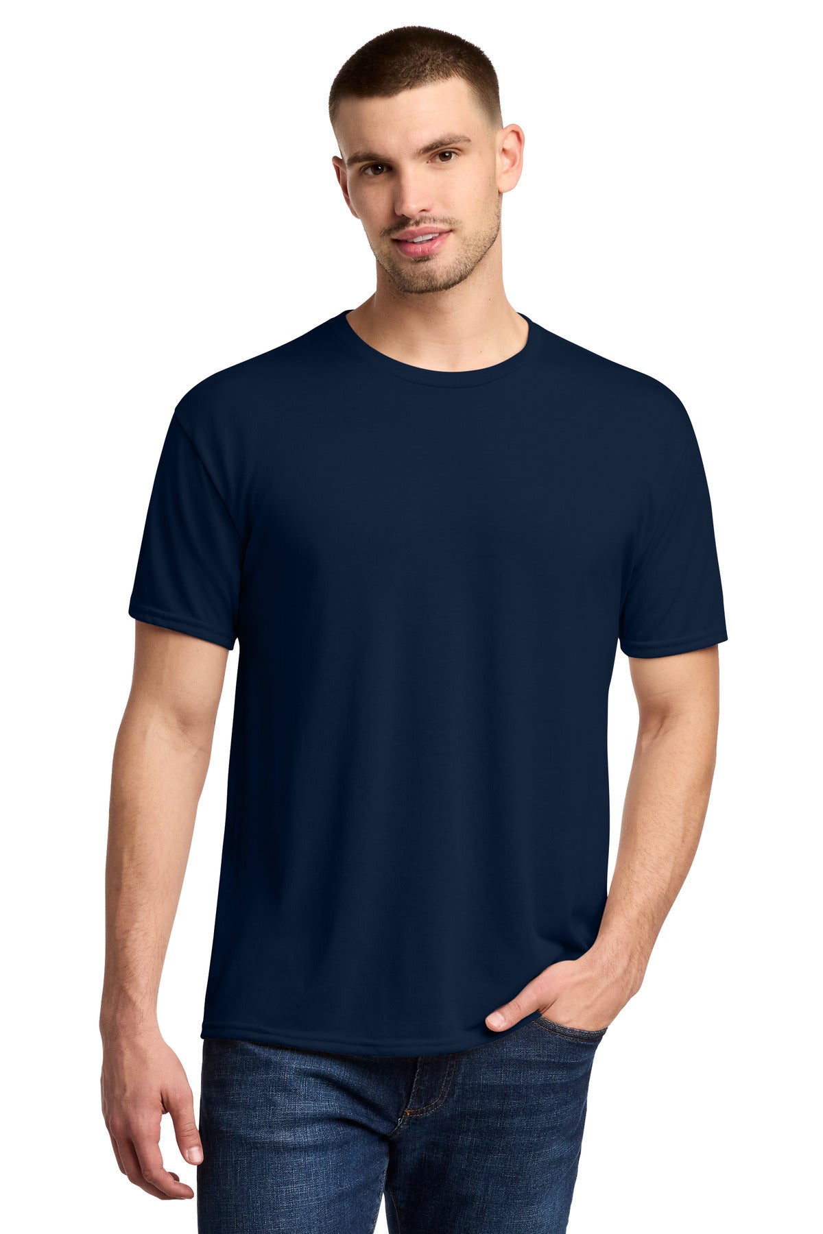 Jerzees Dri-Power 100% Polyester T-Shirt. 21M in J. Navy