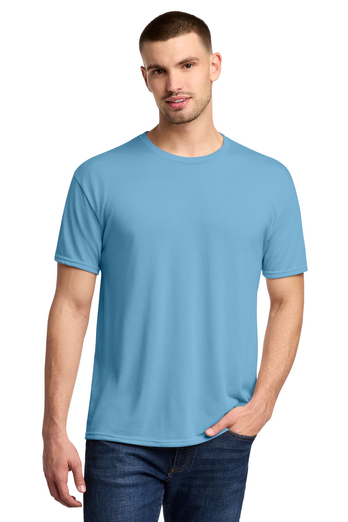 Jerzees Dri-Power 100% Polyester T-Shirt. 21M in Light Blue