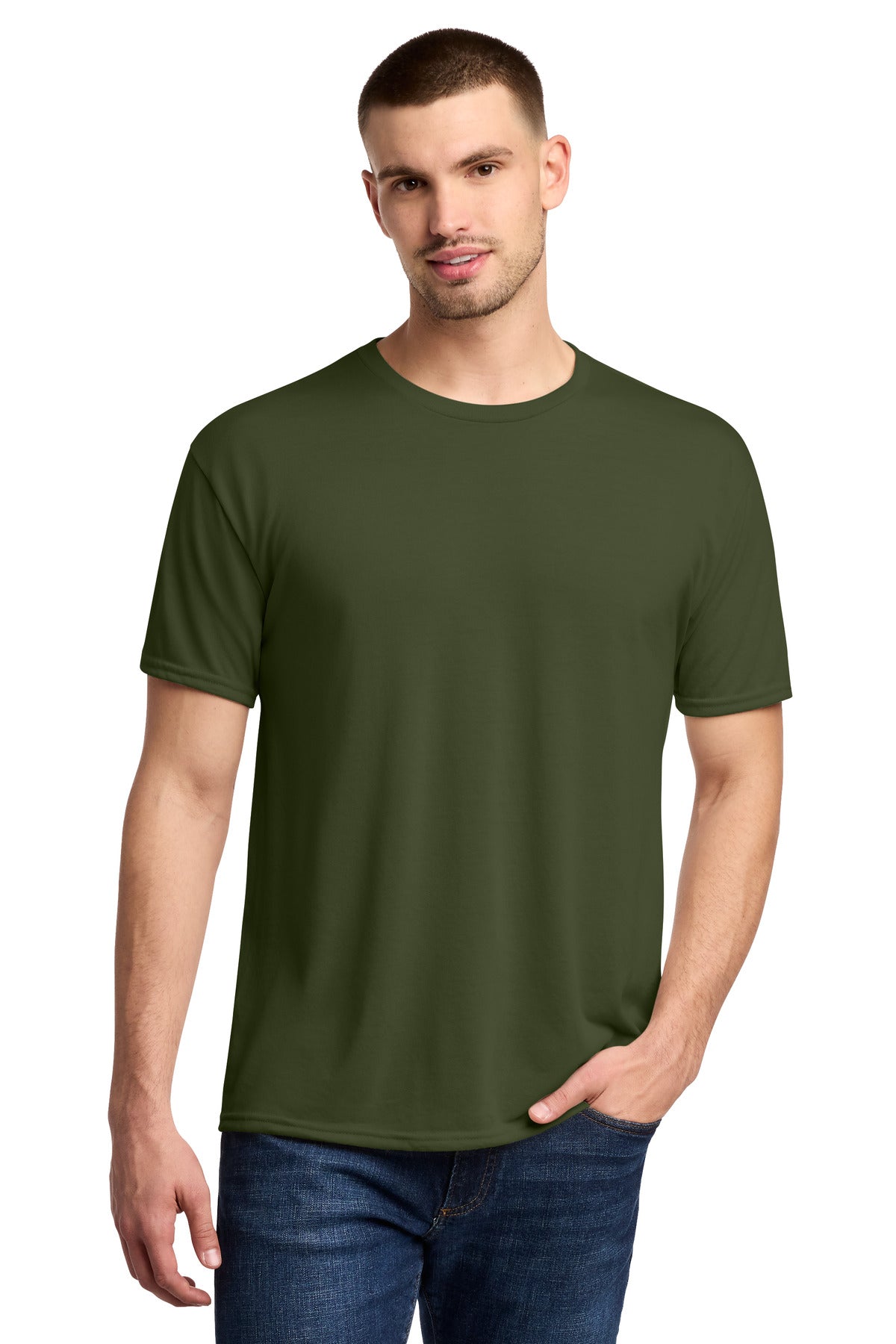 Jerzees Dri-Power 100% Polyester T-Shirt. 21M in Military Green