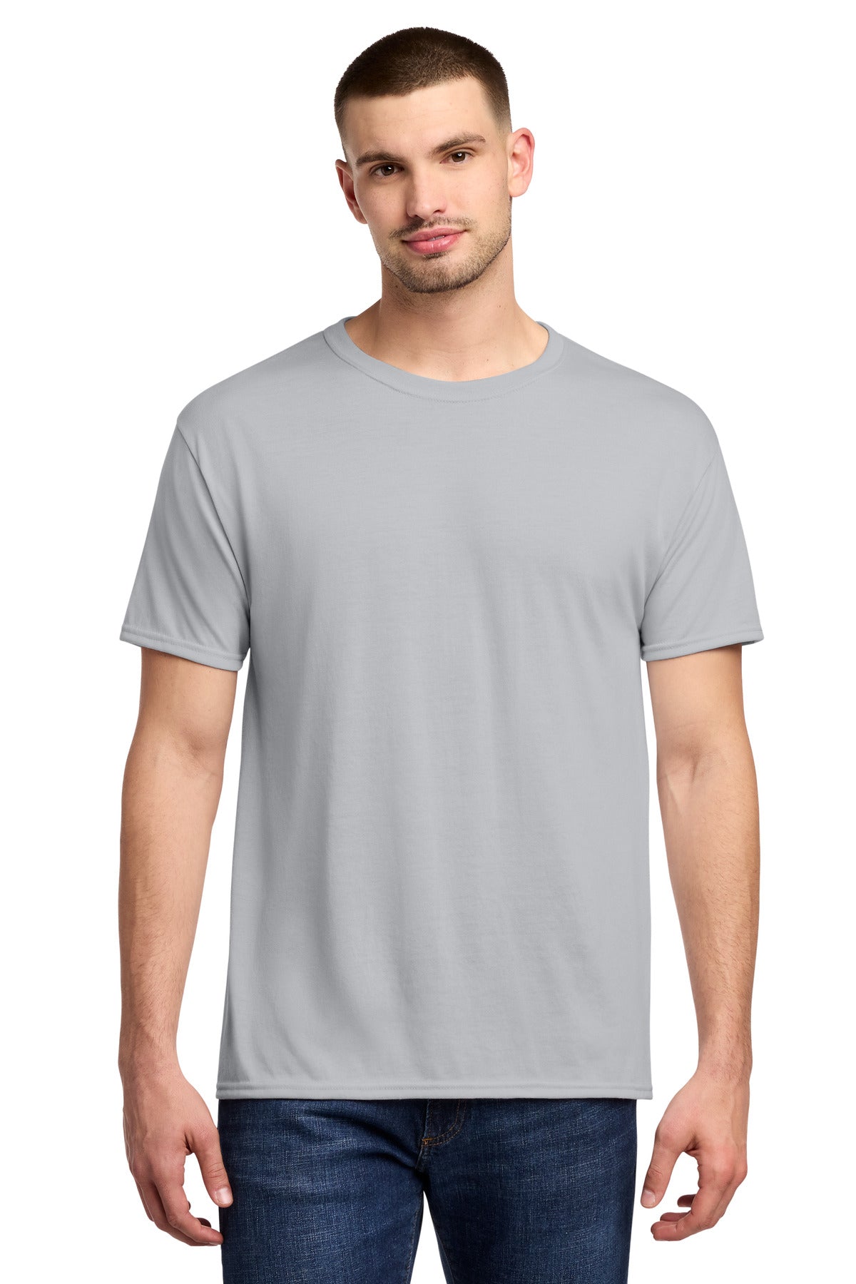Jerzees Dri-Power 100% Polyester T-Shirt. 21M in Silver