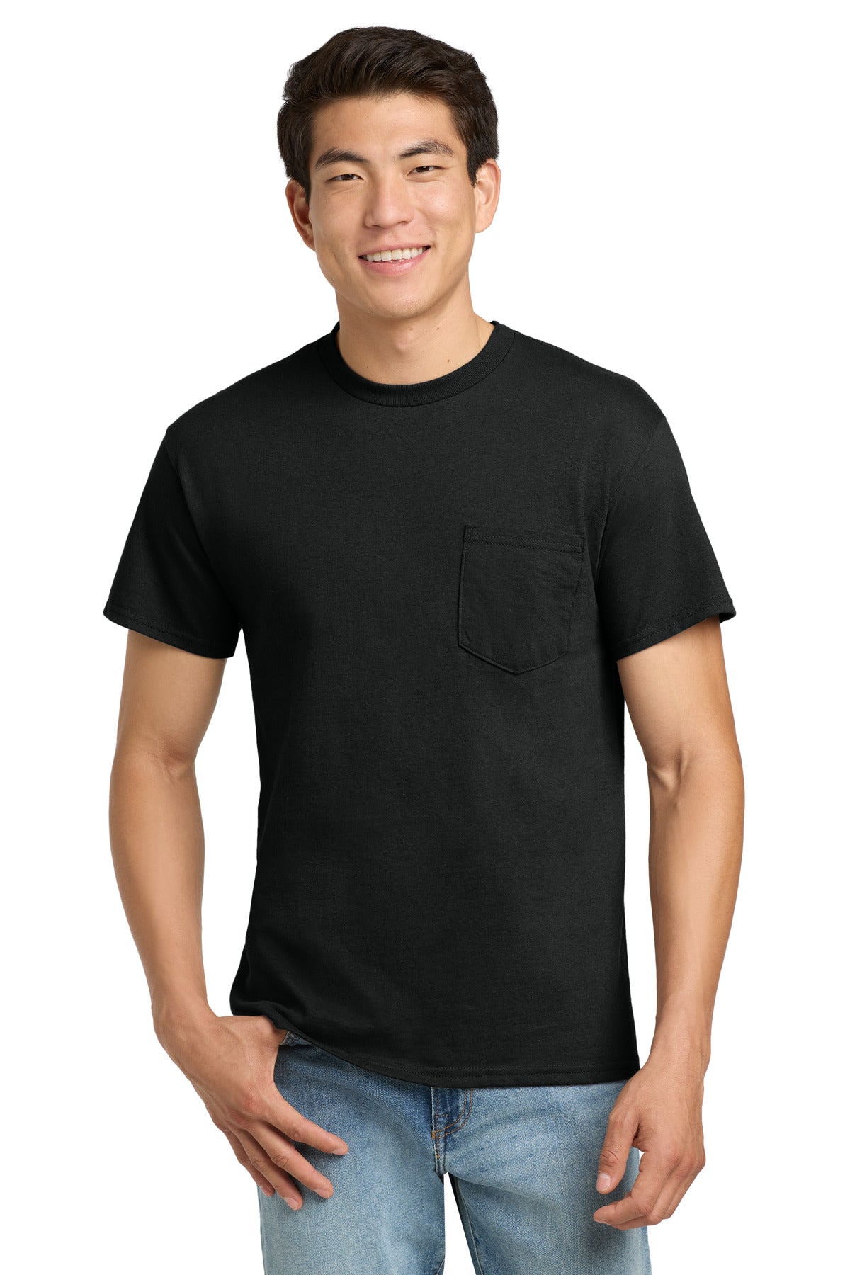 Gildan - Ultra Cotton 100% US Cotton T-Shirt with Pocket.  2300 in Black