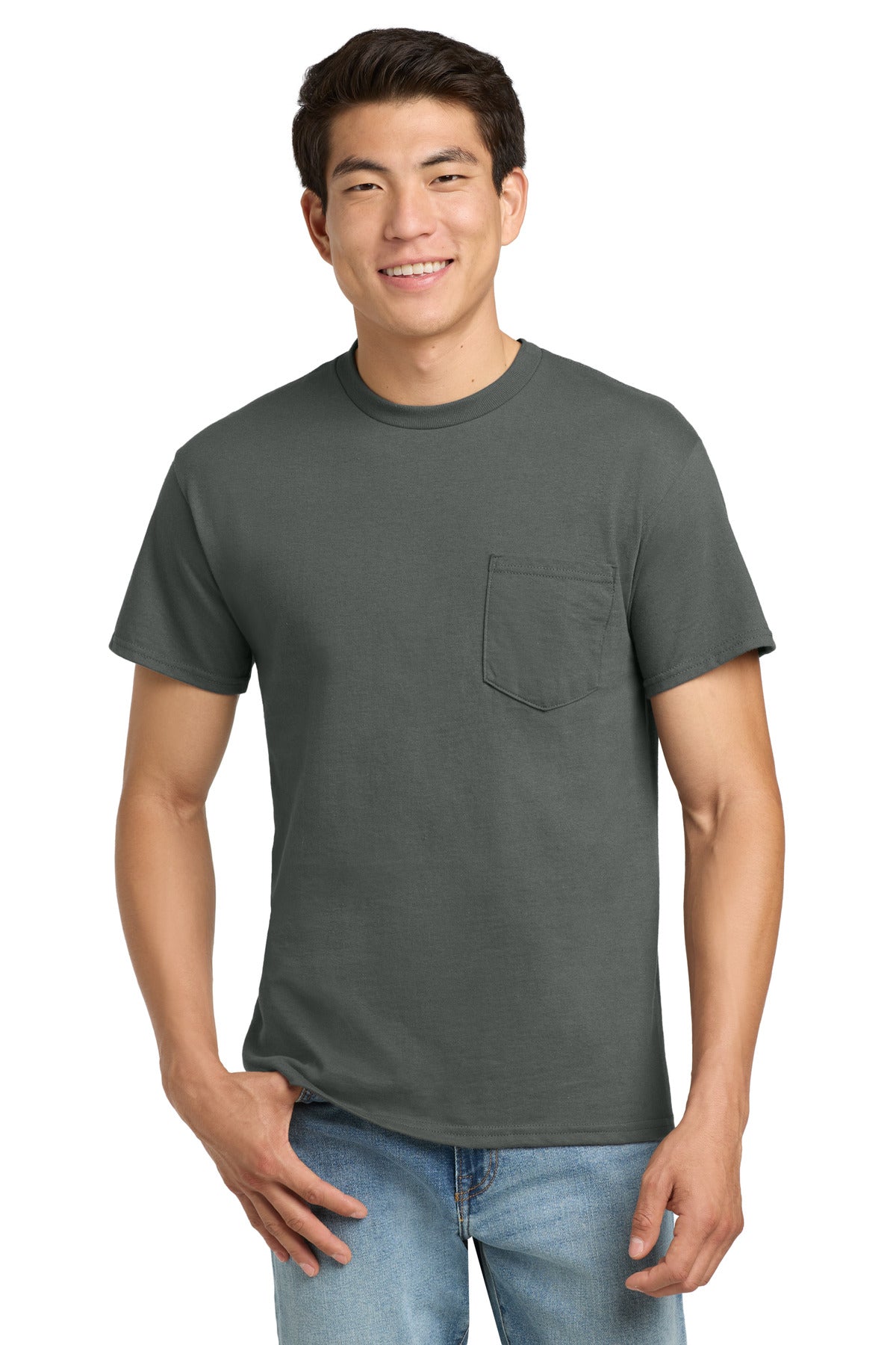 Gildan - Ultra Cotton 100% US Cotton T-Shirt with Pocket.  2300 in Charcoal