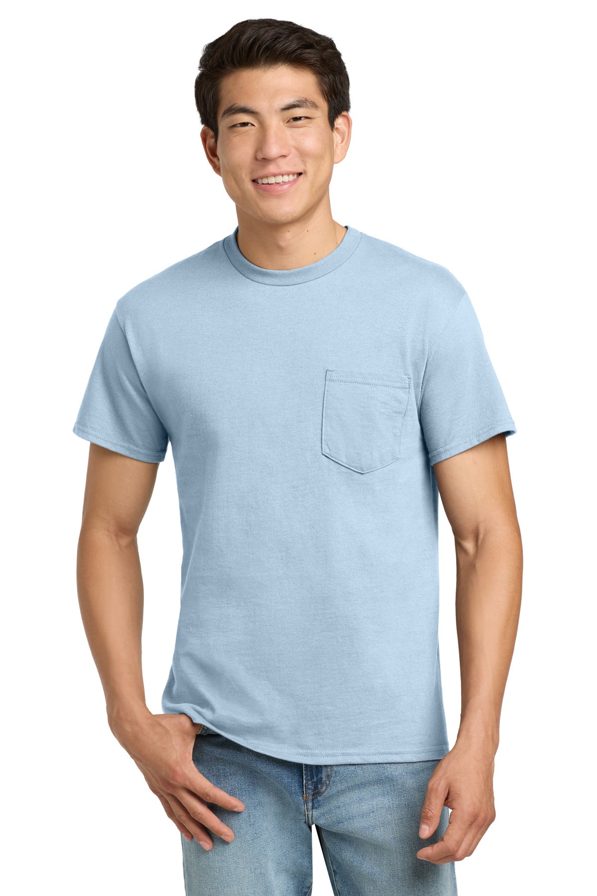 Gildan - Ultra Cotton 100% US Cotton T-Shirt with Pocket.  2300 in Light Blue