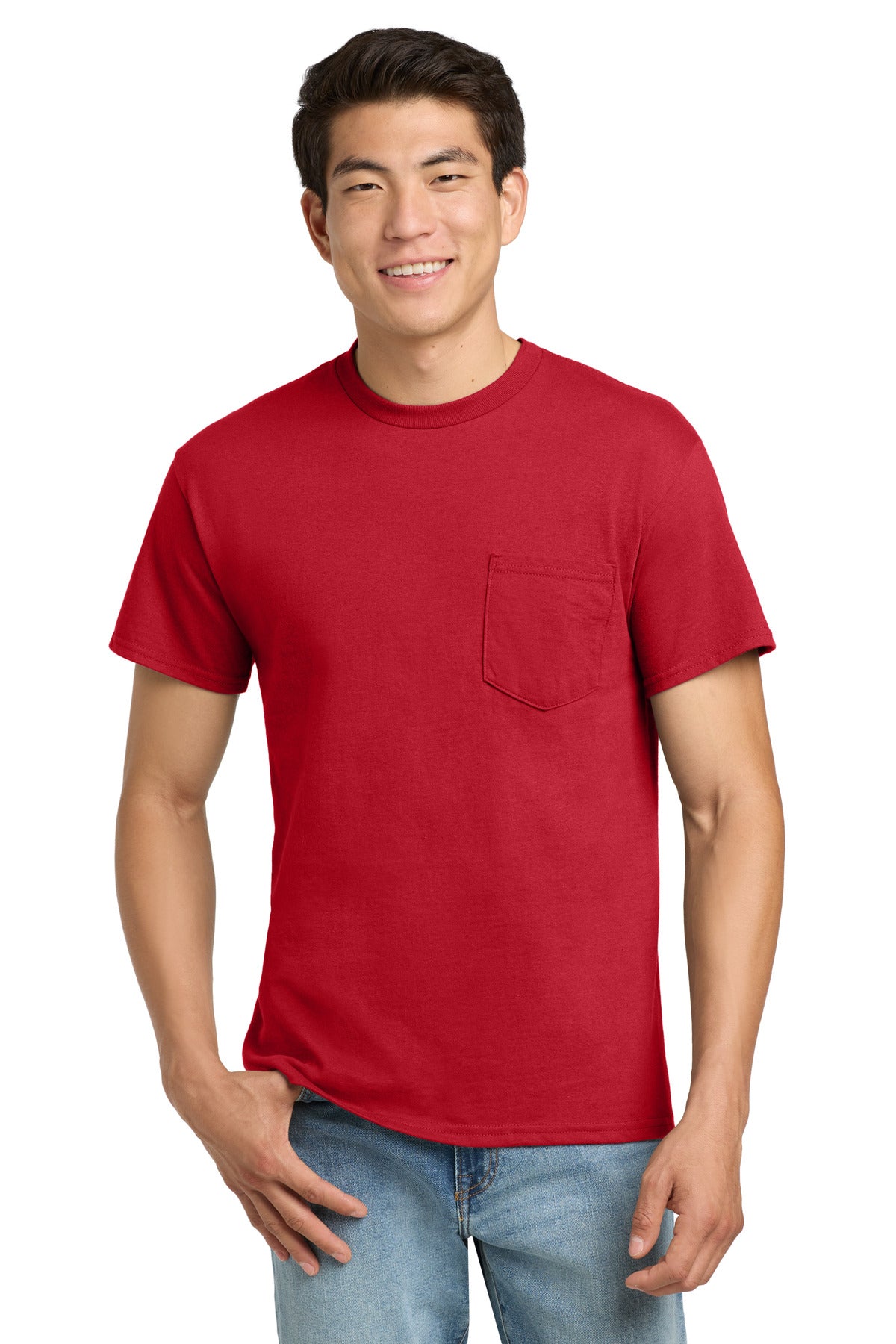 Gildan - Ultra Cotton 100% US Cotton T-Shirt with Pocket.  2300 in Red