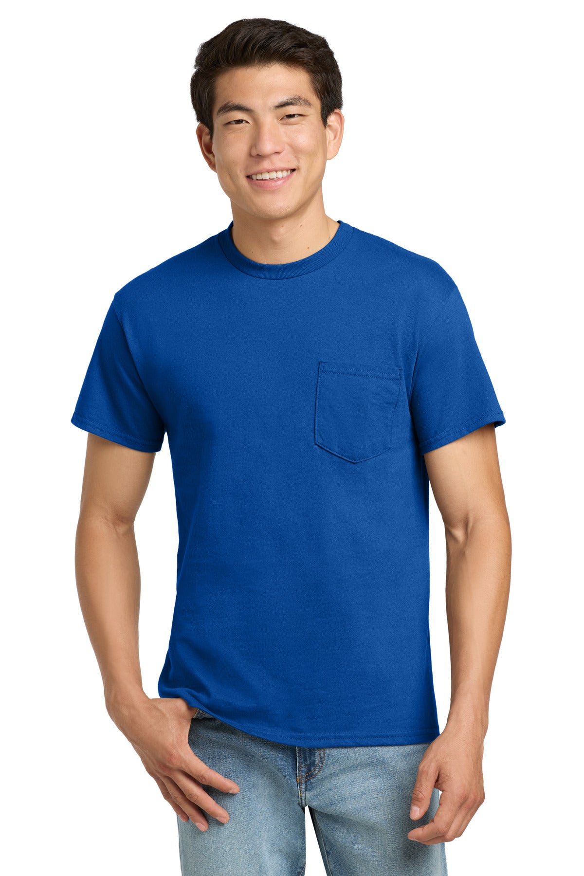 Gildan - Ultra Cotton 100% US Cotton T-Shirt with Pocket.  2300 in Royal