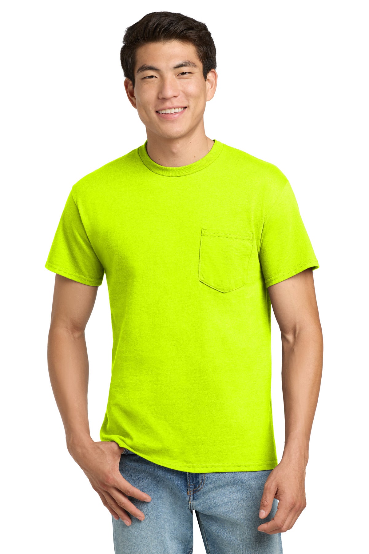 Gildan - Ultra Cotton 100% US Cotton T-Shirt with Pocket.  2300 in Safety Green