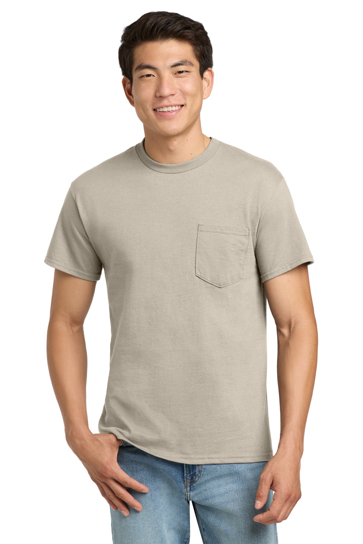Gildan - Ultra Cotton 100% US Cotton T-Shirt with Pocket.  2300 in Sand