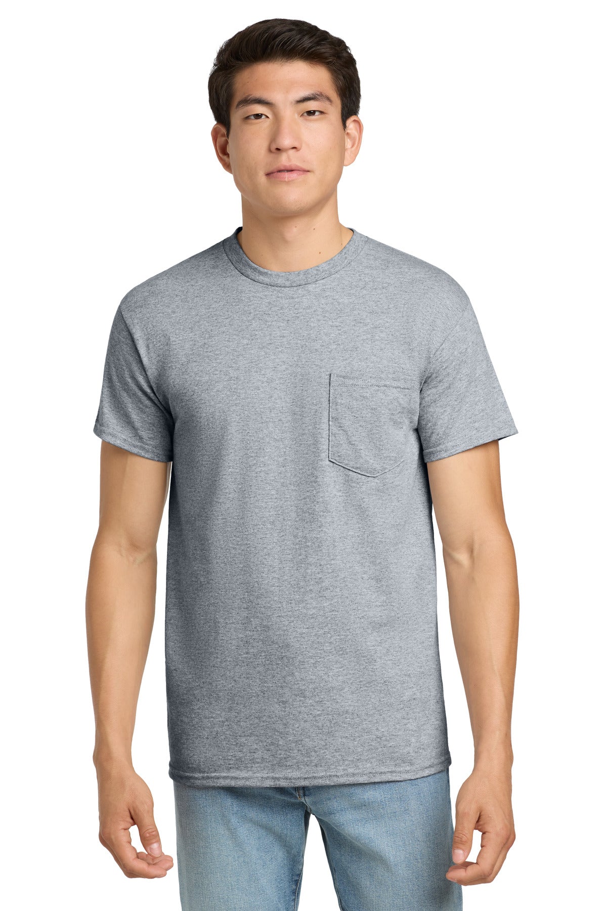 Gildan - Ultra Cotton 100% US Cotton T-Shirt with Pocket.  2300 in Sport Grey
