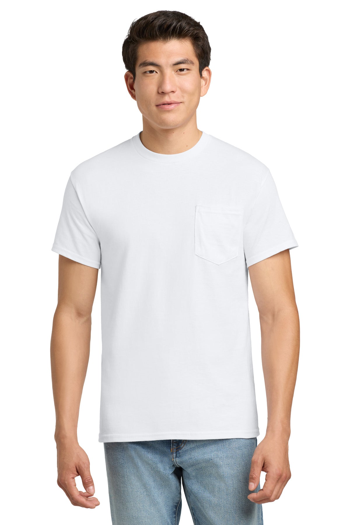 Gildan - Ultra Cotton 100% US Cotton T-Shirt with Pocket.  2300 in White