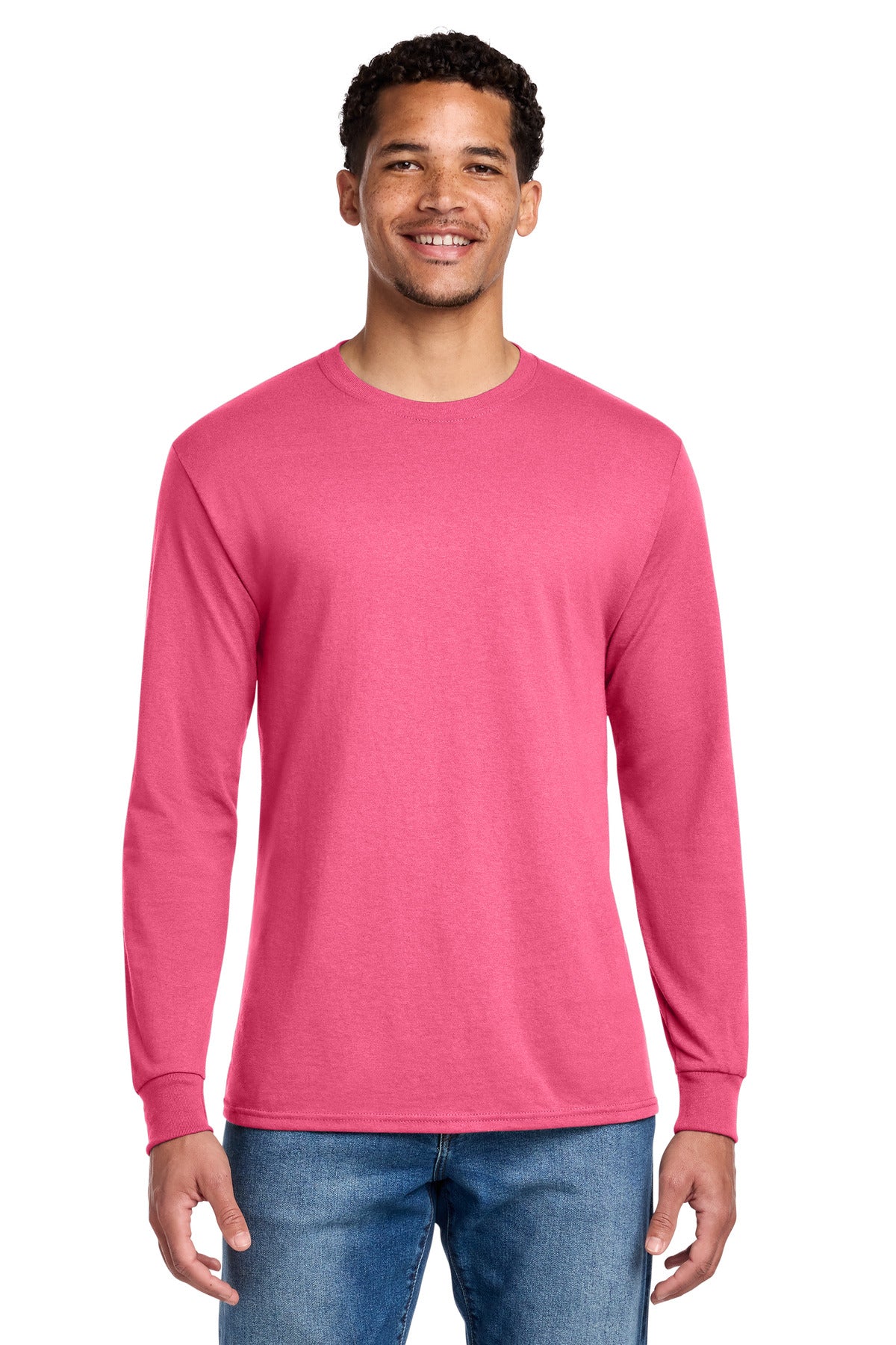 Jerzees - Dri-Power 50/50 Cotton/Poly Long Sleeve T-Shirt.  29LS in Neon Pink