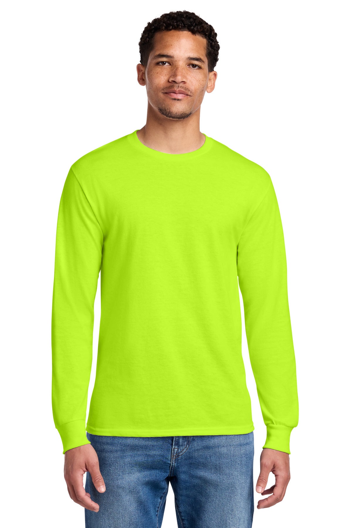 Jerzees - Dri-Power 50/50 Cotton/Poly Long Sleeve T-Shirt.  29LS in Safety Green