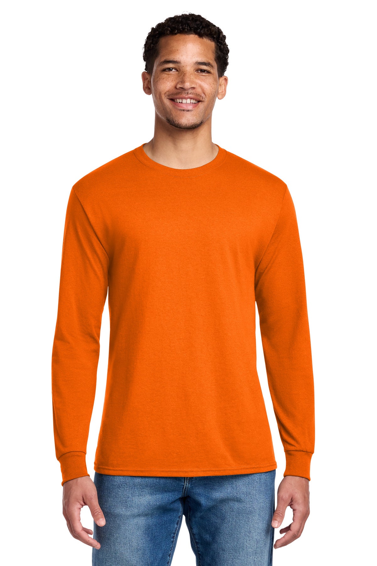 Jerzees - Dri-Power 50/50 Cotton/Poly Long Sleeve T-Shirt.  29LS in Safety Orange