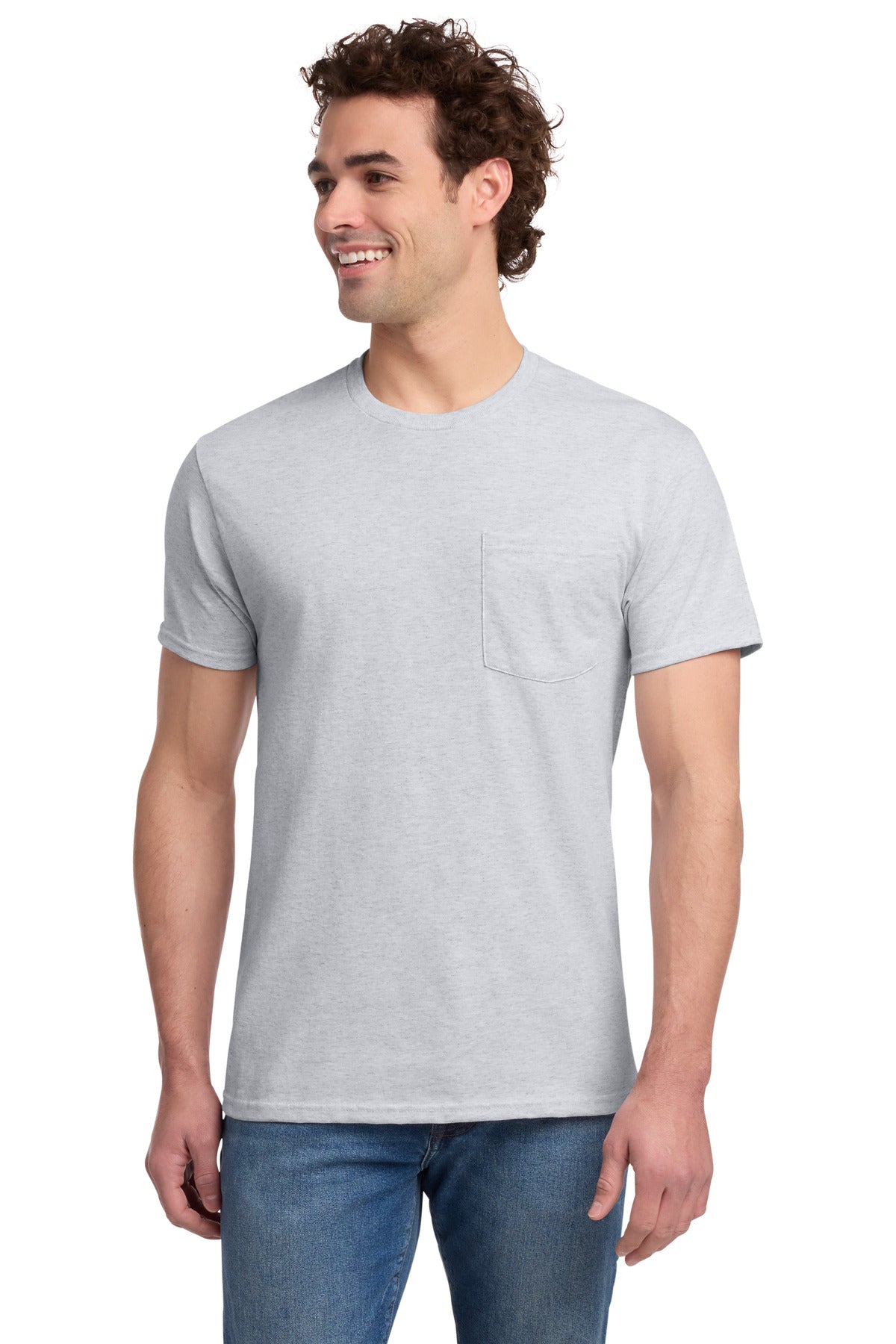 Jerzees -  Dri-Power 50/50 Cotton/Poly Pocket T-Shirt.  29MP in Ash