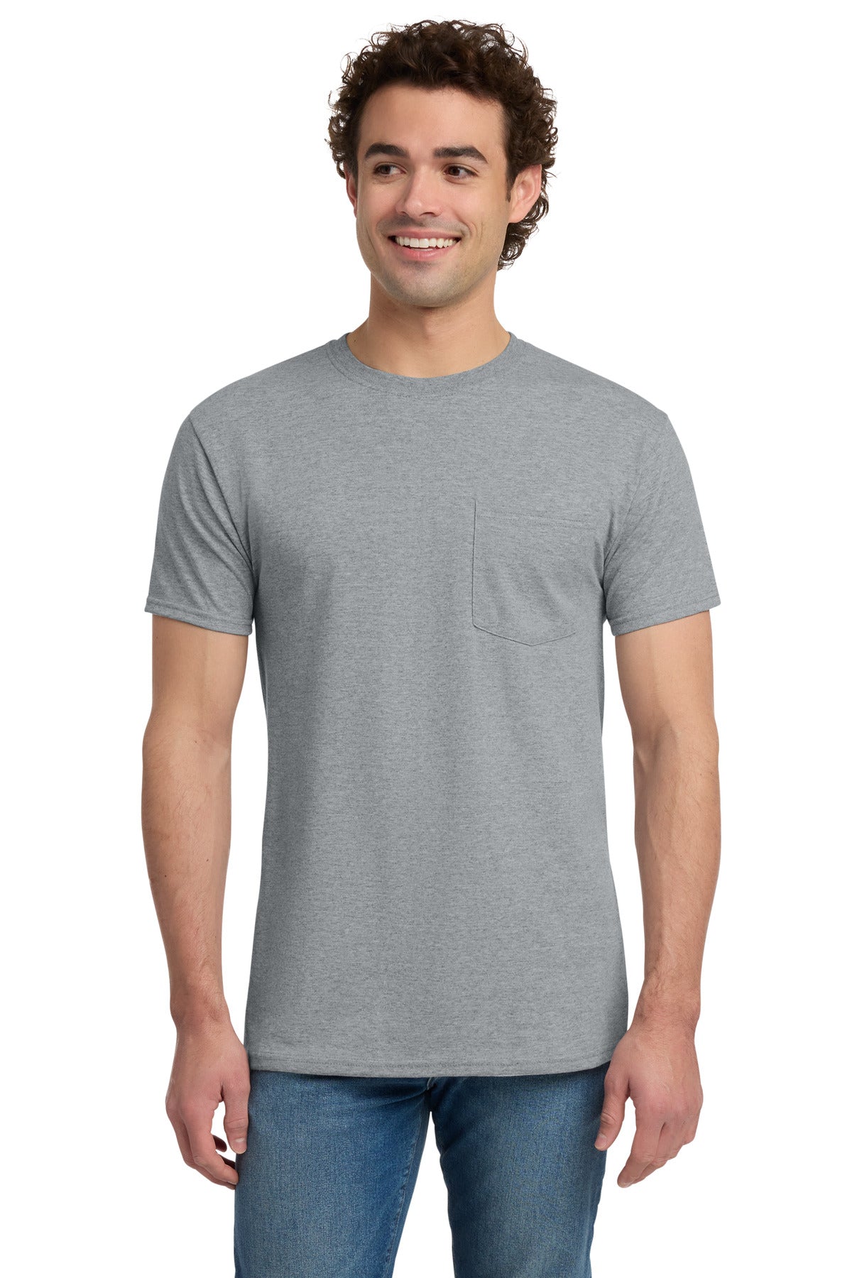 Jerzees -  Dri-Power 50/50 Cotton/Poly Pocket T-Shirt.  29MP in Athletic Heather