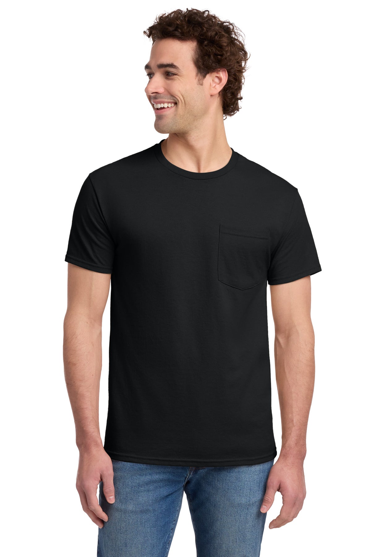 Jerzees -  Dri-Power 50/50 Cotton/Poly Pocket T-Shirt.  29MP in Black
