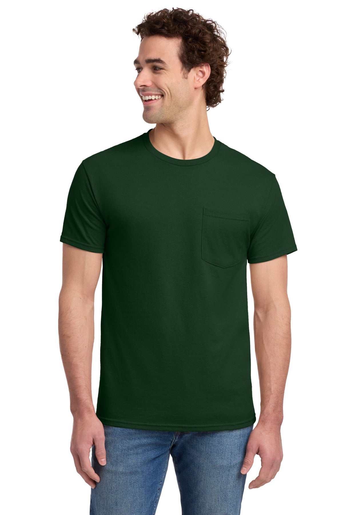 Jerzees -  Dri-Power 50/50 Cotton/Poly Pocket T-Shirt.  29MP in Forest Green