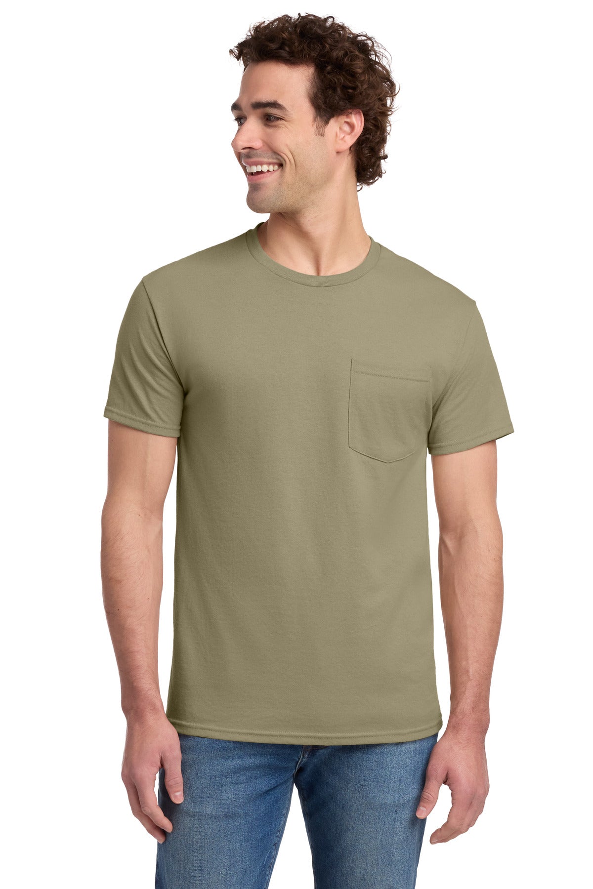 Jerzees -  Dri-Power 50/50 Cotton/Poly Pocket T-Shirt.  29MP in Khaki