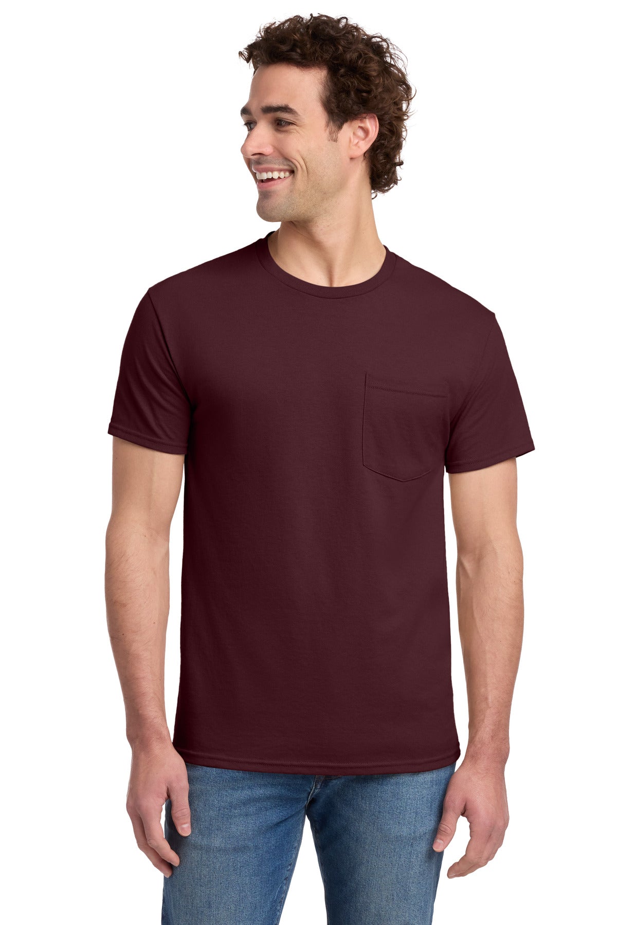 Jerzees -  Dri-Power 50/50 Cotton/Poly Pocket T-Shirt.  29MP in Maroon